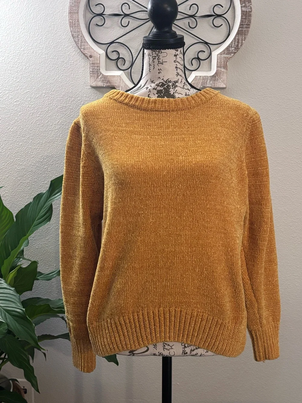Lulu's Mustard Chenille Crewneck Sweater